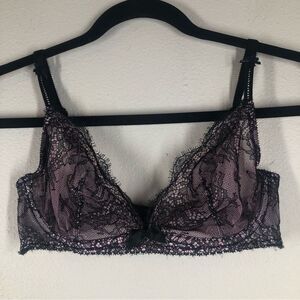 Victoria’s Secret Very Sexy Unlined Lace Black Pink Bra Underwire 34C